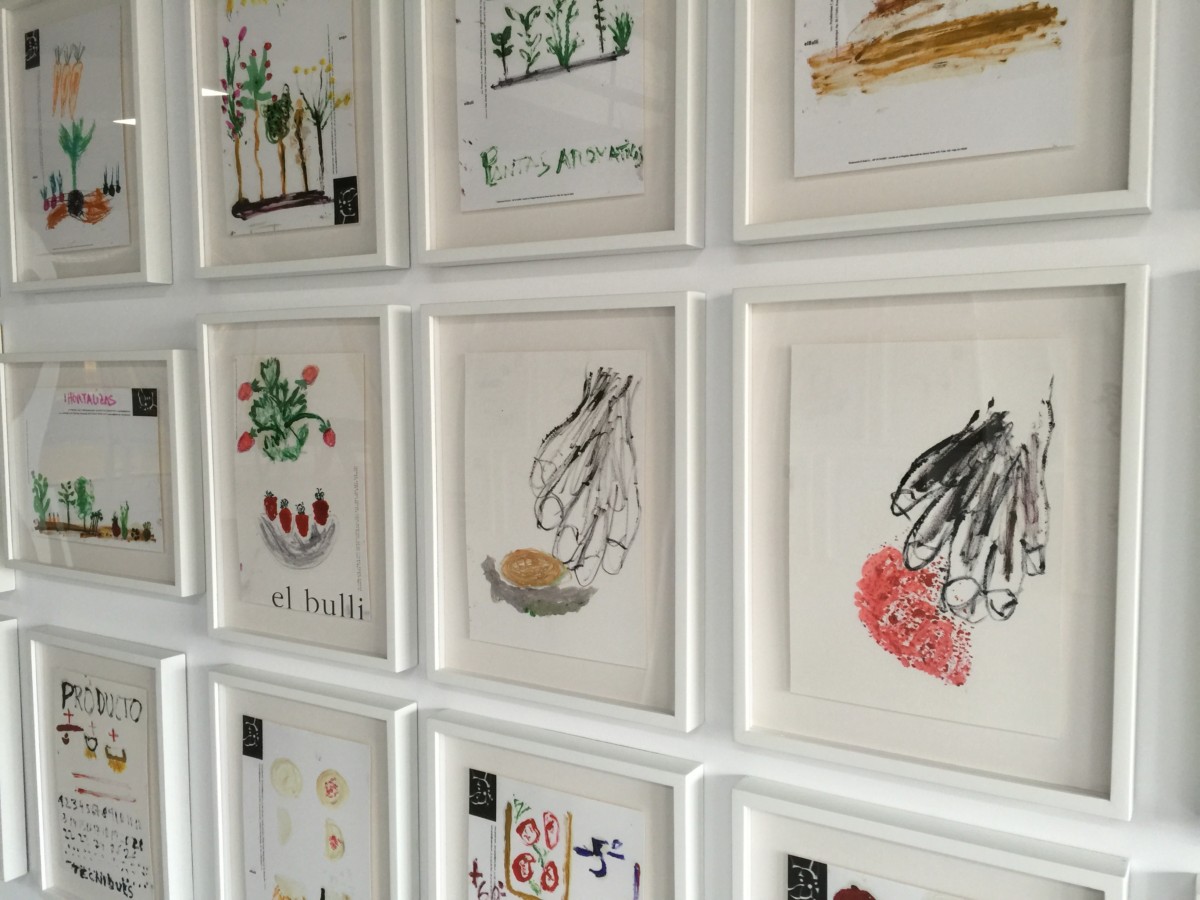 Dibujos realizados por Ferran Adrià expuestos en elBulli Lab donde trabaja el método Sapiens. The Foodie Studies.
