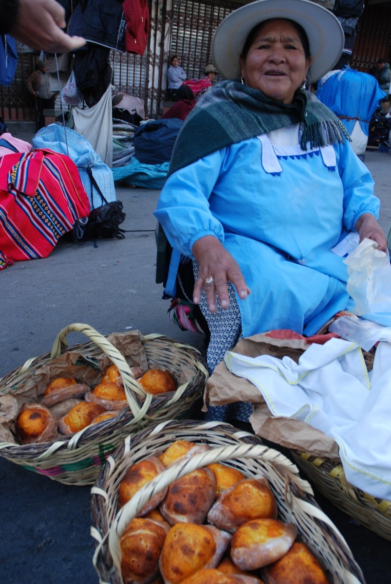 Llauchas con zapallo queso y cebollas en La Paz Comida en la calle Street Food